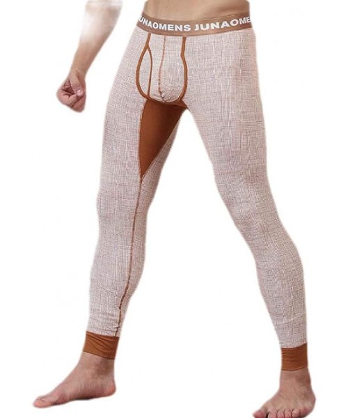 Thermal Underwear Mens Long Underwear Pants Long Underwear Thermal Lightweight Thermal Bottom - Golden - CT192WUOGYO