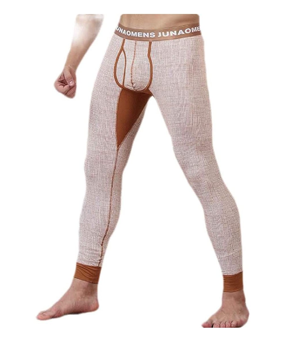 Thermal Underwear Mens Long Underwear Pants Long Underwear Thermal Lightweight Thermal Bottom - Golden - CT192WUOGYO