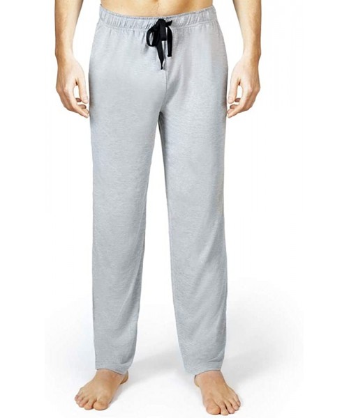 Sleep Bottoms Bamboo Pajama Pants- PJ Bottoms. Loose Sleepwear- Yoga or Lounge Pants for Men - Grey - C718GZ8HNAE