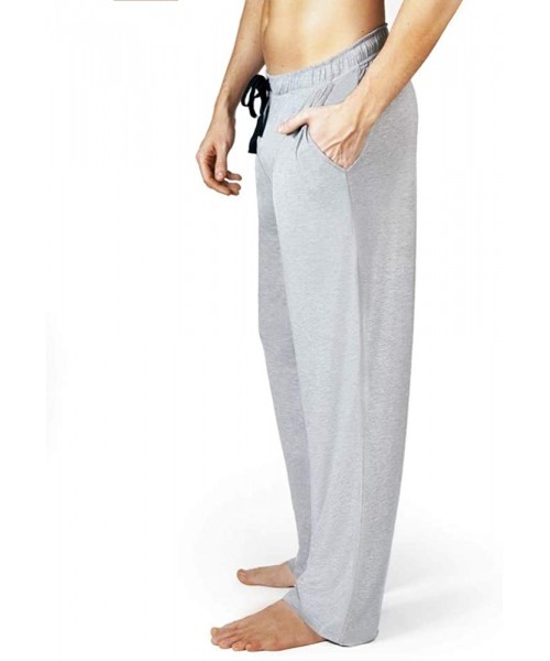 Sleep Bottoms Bamboo Pajama Pants- PJ Bottoms. Loose Sleepwear- Yoga or Lounge Pants for Men - Grey - C718GZ8HNAE
