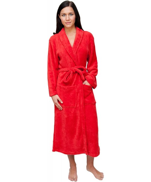 Robes Women's Plush Spa Robe - Kiss Me Red - C518ZRE3ANK