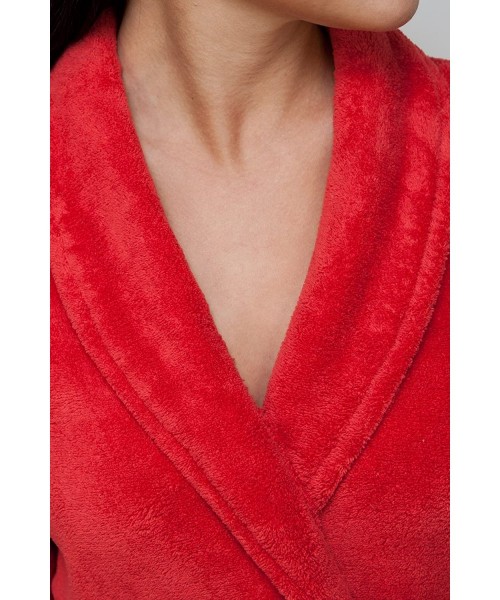 Robes Women's Plush Spa Robe - Kiss Me Red - C518ZRE3ANK