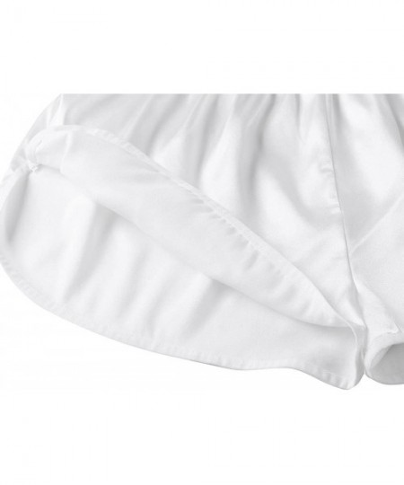 Boxer Briefs Men's Summer Silk Shorts Frilly Flutter Satin Boxer Briefs Casual Loose Underwear - Ivory - CG18EE8EZ7E