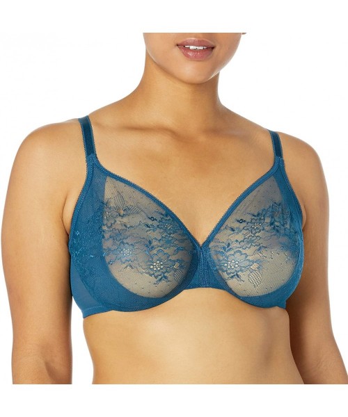 Bras Women's Glossies Lace Sheer - Teal - C518UCHY74Q