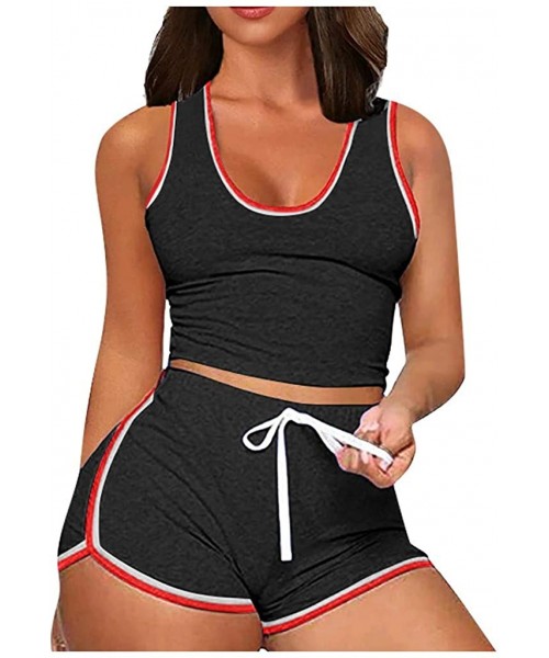 Nightgowns & Sleepshirts Two Piece Outfits for Women- Ladies Sexy Pajamas Crop Tops Workout Shorts Sweatsuits Sets Tracksuit ...
