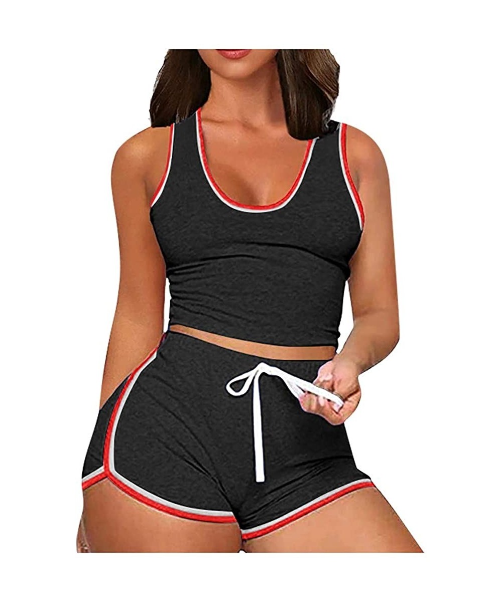 Nightgowns & Sleepshirts Two Piece Outfits for Women- Ladies Sexy Pajamas Crop Tops Workout Shorts Sweatsuits Sets Tracksuit ...