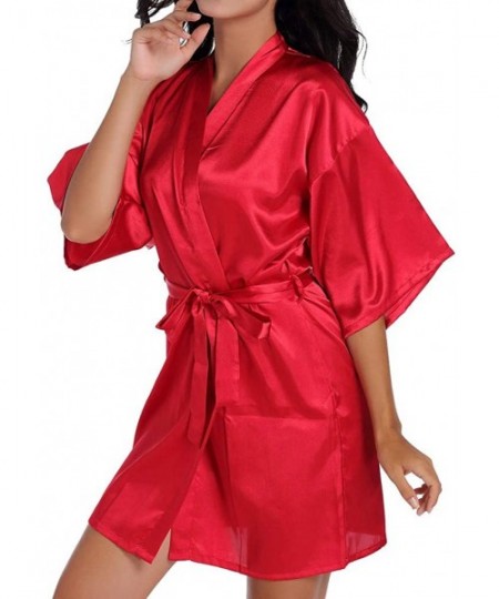 Robes Lingerie for Women Bridal Pajamas Wedding Brideslmaid Gift Mother Sister of The Bride Robes - Red - C0190ZX30ZY