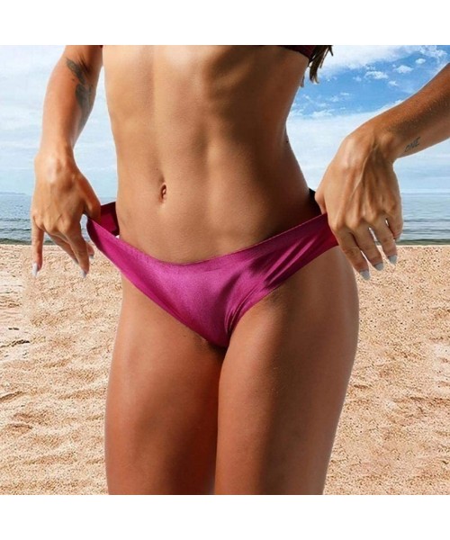 Panties Women Yoga Briefs Ice Silk Seamless Low Waist Sporting Thong Solid Color Panties Briefs - Black - C4195ZXMRUN