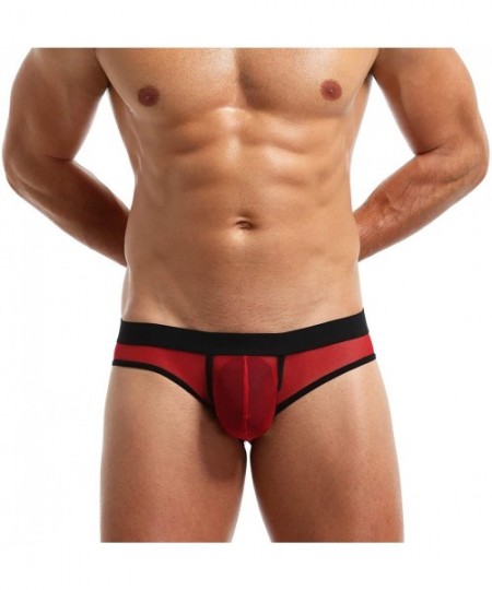 Boxer Briefs Men's Breathable Mesh Jockstrap See-Through Backless Briefs Pouch Underwear - Red - C8197AGX7K8