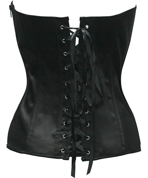 Bustiers & Corsets Women's&Ladies Fashion Sexy Waist Cincher Gothic Boned Corset Top with Brocade - Black Sequin - C318KIDHOWN