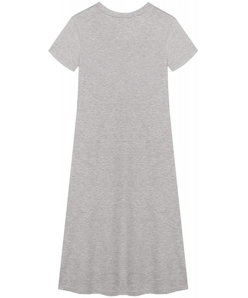 Nightgowns & Sleepshirts Women's Cotton V Neck Nightgowns Full Slip Long Loose Tank Night Dress Tz06 - 02 Light Grey - C918NX...