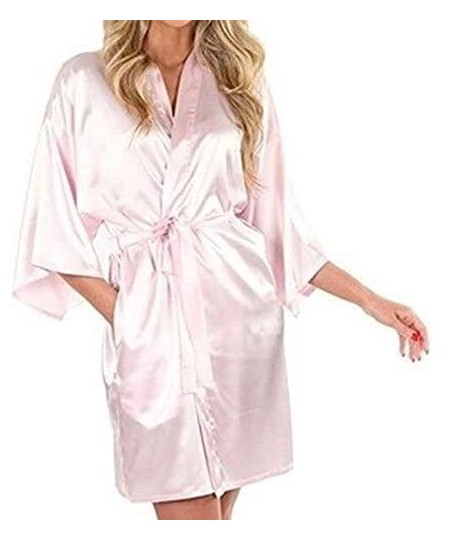 Robes New Mix Color Chinese Women's Faux Silk Robe Bath Gown Kimono Yukata Bathrobe Solid Color Sleepwear S M L XL XXL Lightw...