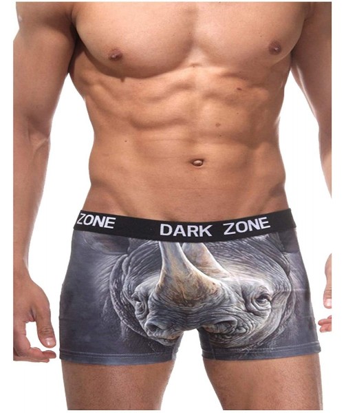 Boxer Briefs Mens Exotic Boxer Briefs Darkzone Series Soft Stretchy Underwear in Wild Prints - Rhino - C718CK4565O