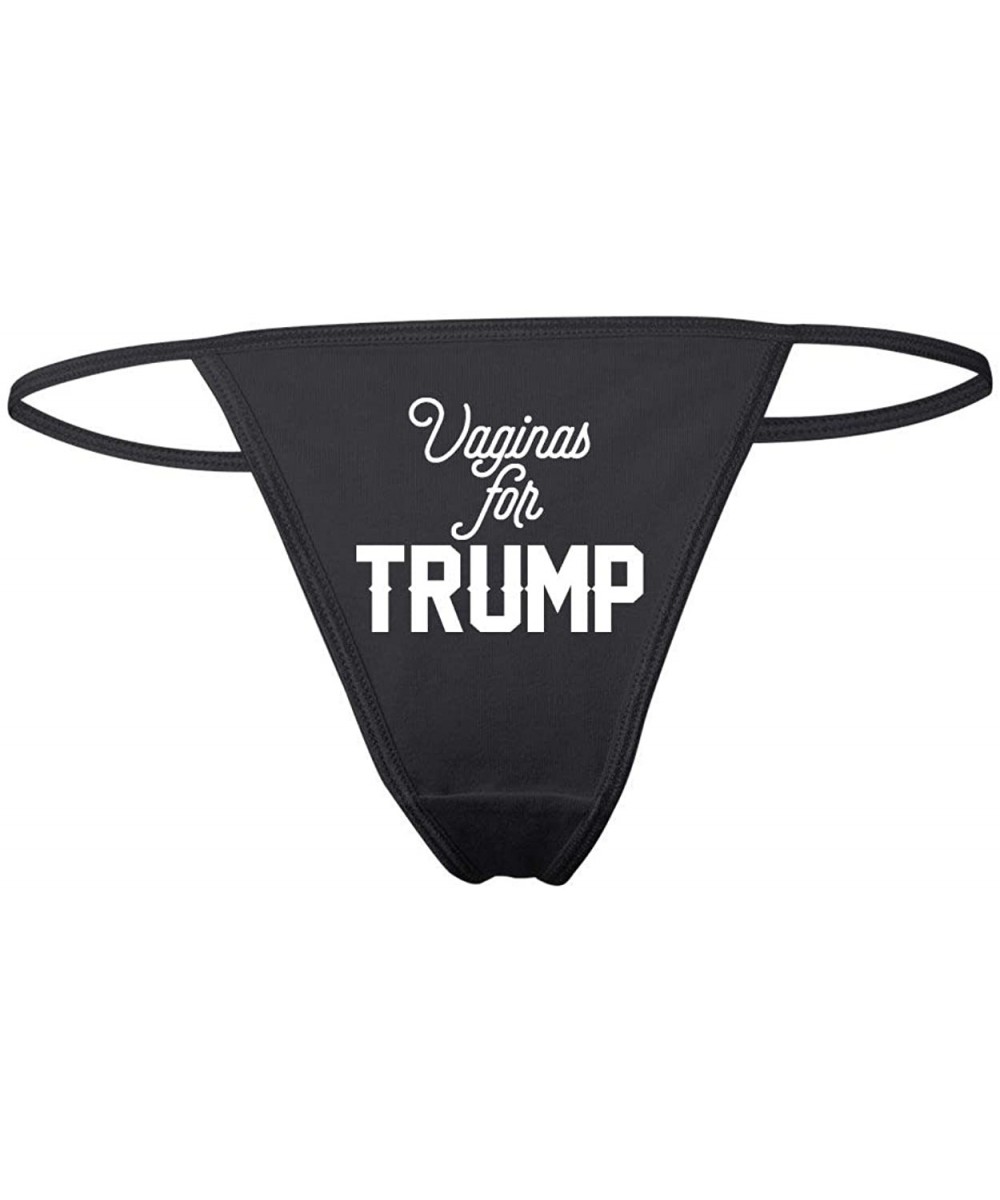 Panties I Swallow Funny Sexy Slutty Women's Cotton Spandex Thong Bikini - Black-trump - C2198GCS0L5