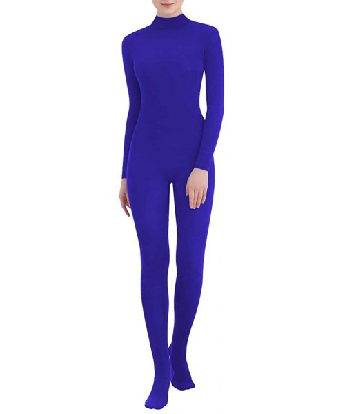 Shapewear Women's Sexy See Through Second Skin Bodysuit Zentai - Blue - C6185YW9TMT