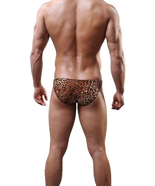 Boxer Briefs Sexy Men's Low Waist Bamboo Thong Leopard Underwear - Yellow-4 - C11899TOIHI