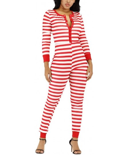 Sets Women's One Piece Pajama Romper Ugly Christmas Long Sleeve Jumpsuit Sleepwear Cosplay Costume Bodysuit - Red - CQ18AUHY6CN