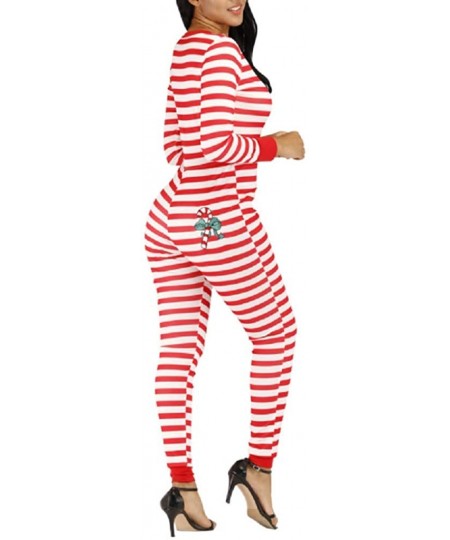 Sets Women's One Piece Pajama Romper Ugly Christmas Long Sleeve Jumpsuit Sleepwear Cosplay Costume Bodysuit - Red - CQ18AUHY6CN