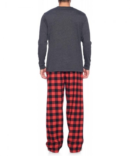 Sleep Sets Mens Flannel Long-Sleeve Top and Flannel Bottom Pajama Set - Red Buffalo Check - CL18XMKE7AM