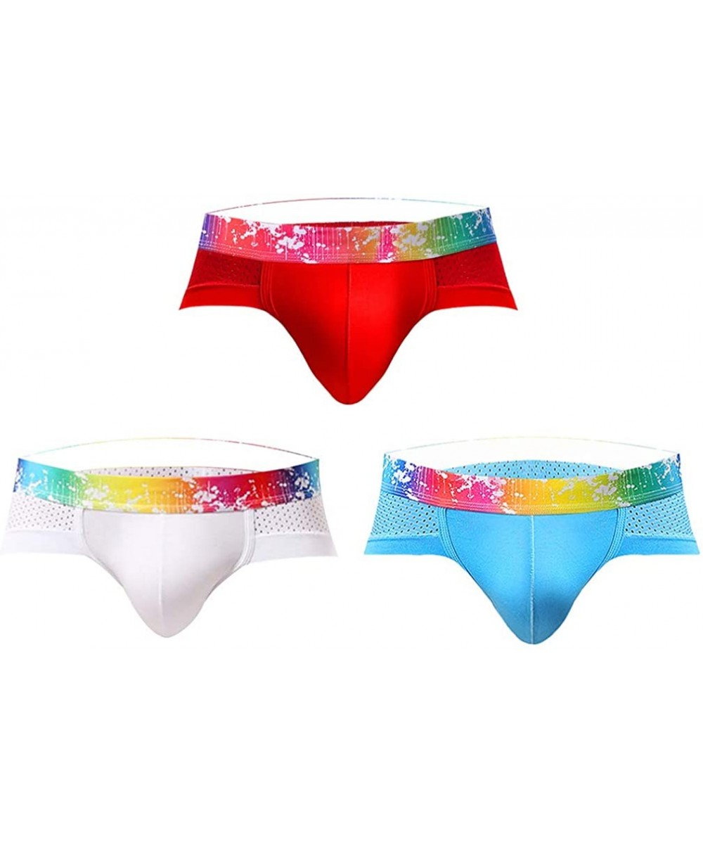 G-Strings & Thongs Mens Casual Sexy Thong Underwear 3-Pack Briefs- Rainbow Style - Rainbow Style06 - C918Q6LMQNE