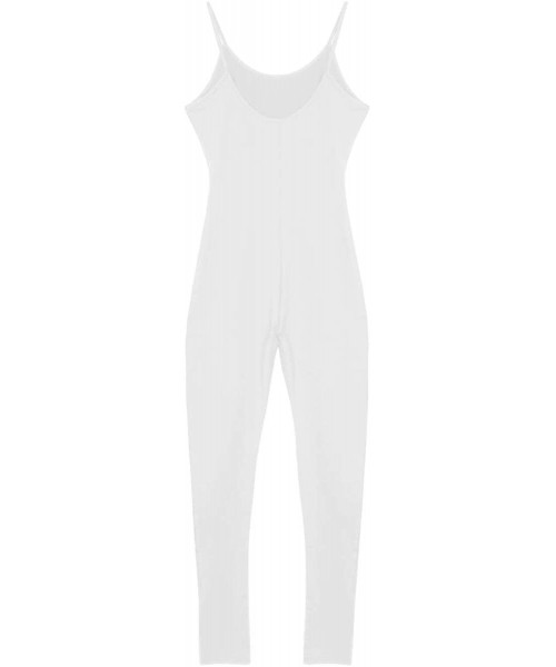 Shapewear Women Spaghetti Straps Sleeveless Catsuit Yoga Dance Leotard Romper Jumpsuit - White - C818NOXWZQU