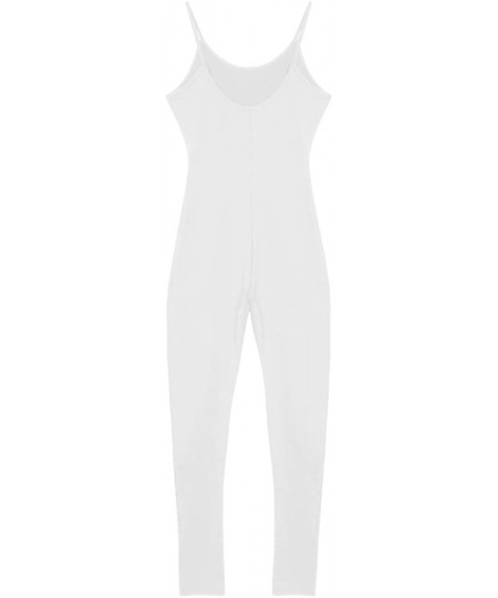 Shapewear Women Spaghetti Straps Sleeveless Catsuit Yoga Dance Leotard Romper Jumpsuit - White - C818NOXWZQU