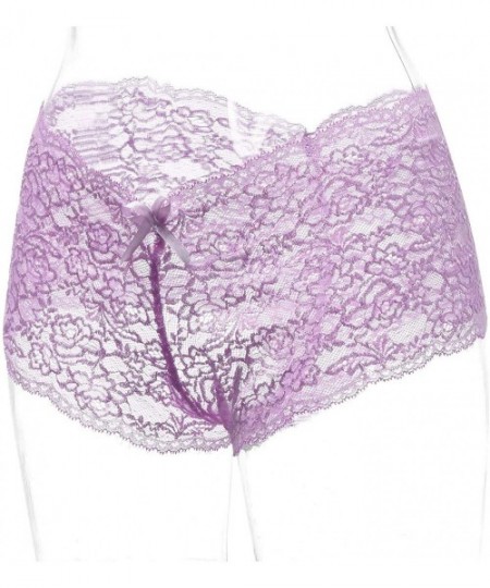 Panties Women's 6PC Lace Panties Retro Lace Boyshort Underwear Small to Plus Size Regular & Plus Siz Boyshort Panties - Purpl...