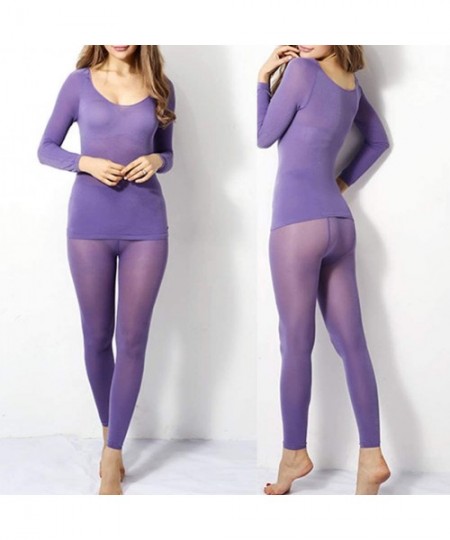 Thermal Underwear Seamless Elastic Thermal Inner Wear Ultra-Thin Autumn Clothes Women Body Shaping Thermal Underwear - Purple...