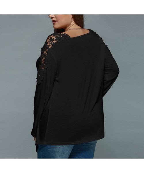 Sets Plus Size Henley V Neck Lace up Tops Patchwork Casual Short Sleeve Blouse Shirts - Z6_black - CF193DX20A8