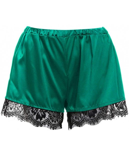 Thermal Underwear Women Sleepwear Sleeveless Strap Nightwear Lace Trim Satin Cami Top Pajama Sets - C-green - C718UD7QH8I