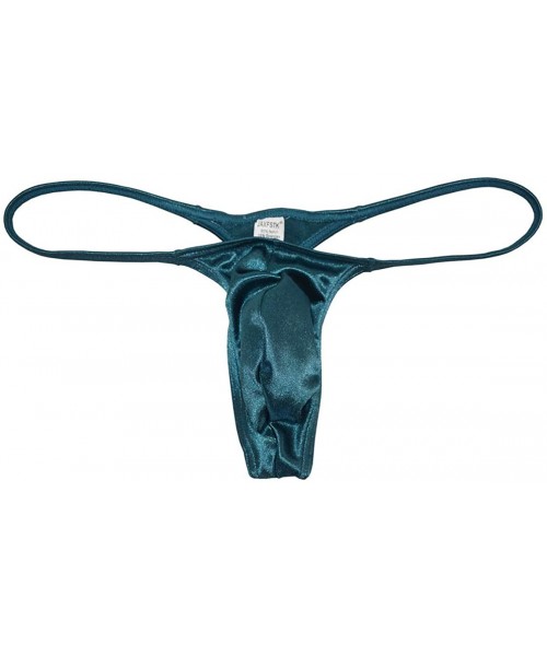 G-Strings & Thongs Men Contoured Pouch Swim Bikini G-Strings Lingerie Underwear Shiny Satin Mini T-Back Jockstrap - Sky Blue ...