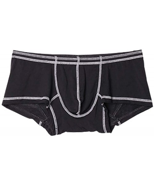 Boxers Men Boxer Briefs Underwear Modal Breathable U Convex Pouch Underpants Male Panties - Black - CS18KEAYC0X