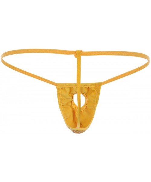 G-Strings & Thongs Men's Openwork Bulge Pouch Breathable G-Sting T Back See-Through Briefs Thongs Micro Bikini Underwear - Go...