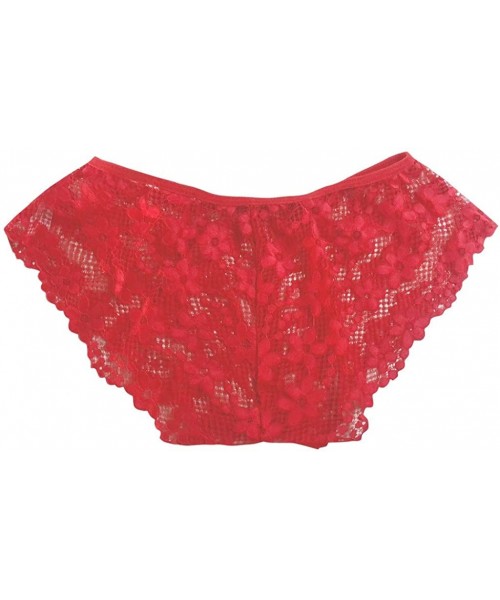 Slips Women Sexy Lace Panties Underwear Multicolor G-String Thong Brief Underpant - Red - CU195AQQGLK