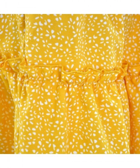 Robes Women Summer Casual Boho High Waist Ruffled Floral Print Beach Short Skirt - Yellow - CC198D80ZOR