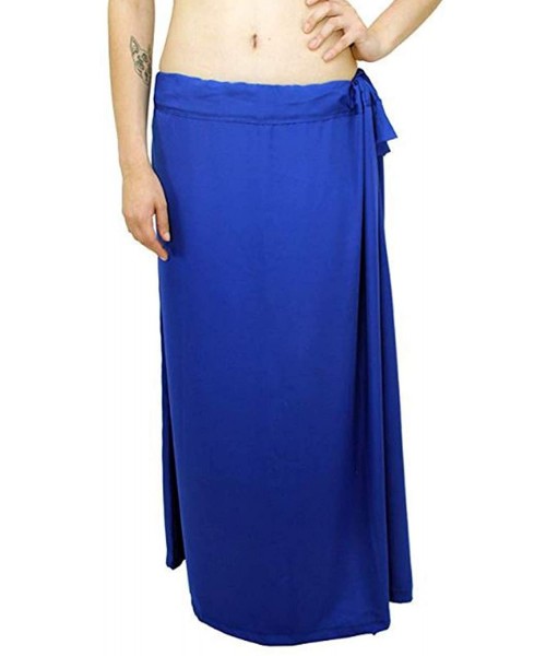 Slips Saree Petticoat Underskirt Cotton Bollywood Indian Lining for Sari Gift for Women Apple Green - Royal Blue - CV18YUKZRA7