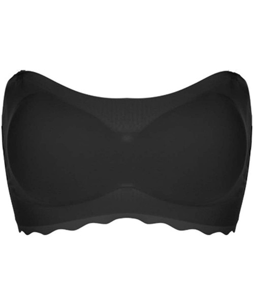 Camisoles & Tanks LaxChic Ice Silk Air Bra-Women Stretch Layer Seamless Strapless Tube Bandeau Top Black L - CF1994288NG