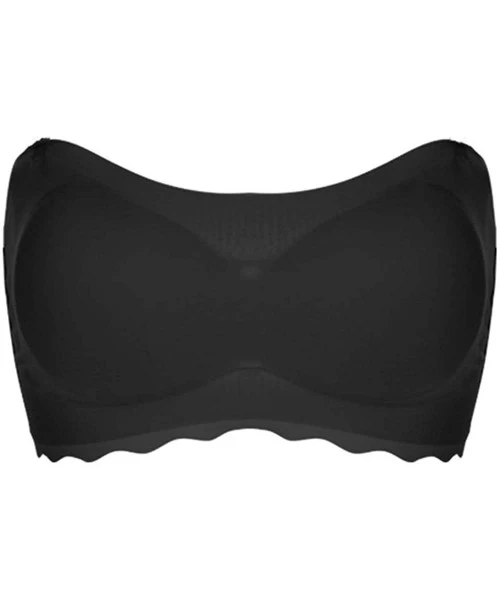 Camisoles & Tanks LaxChic Ice Silk Air Bra-Women Stretch Layer Seamless Strapless Tube Bandeau Top Black L - CF1994288NG