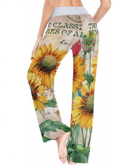 Bottoms Womens Pajama Pants Sunflower Stamp Drawstring Sleepwear Pants Lounge Yoga Pants Wide Leg Pants for All Seasons Black...