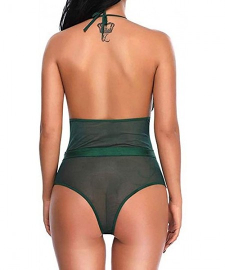 Garters & Garter Belts Underwear for Women Sexy-New Women Lingerie Lace Teddy Deep V Neck Backless Bodysuit Babydoll Underwea...