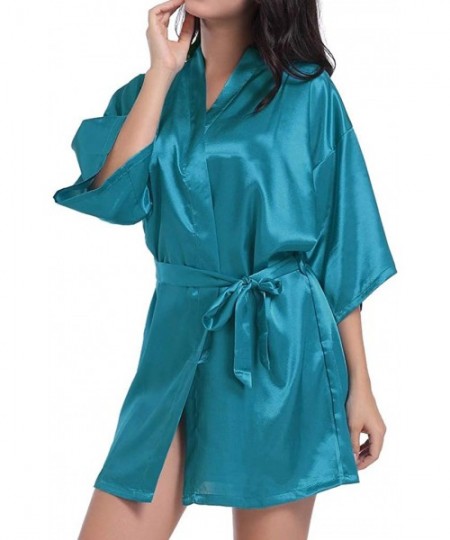 Bottoms Bride Satin Robes-Womens Lace Wedding Bridesmaid Party Kimono Pajamas-Lingerie with Bronzing Logo Silk Dress Tigiveme...