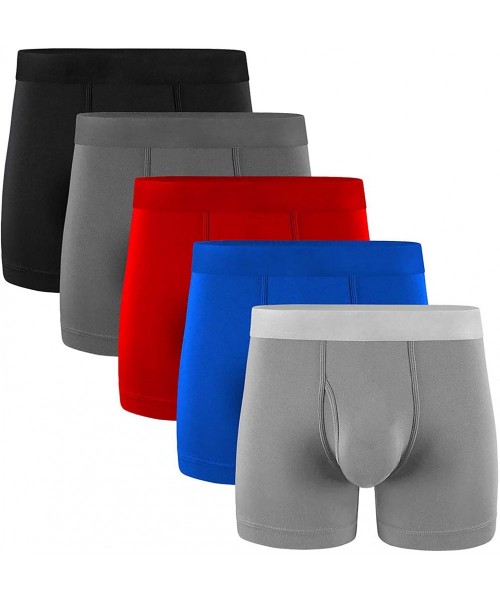 Boxer Briefs Mens Underwear Boxer Briefs Cotton Men's Boxer Briefs Underwear Men Pack Open Fly Pouch S M L XL XXL - I 5 Pairs...
