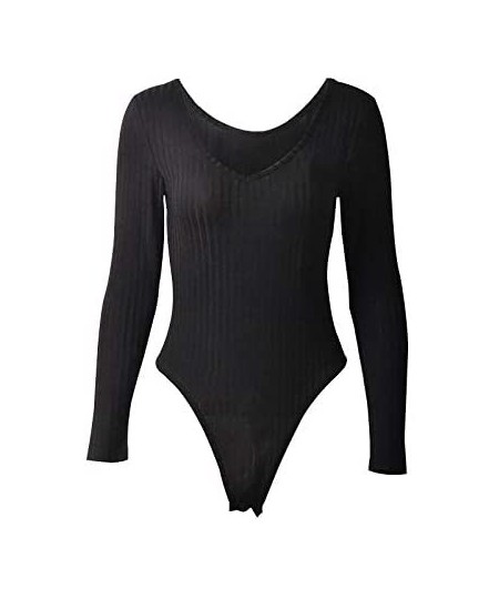 Shapewear Bodysuit for Women Deep V Neck Long Sleeve Bodysuit Jumpsuits - A-black - CS18X09W62T