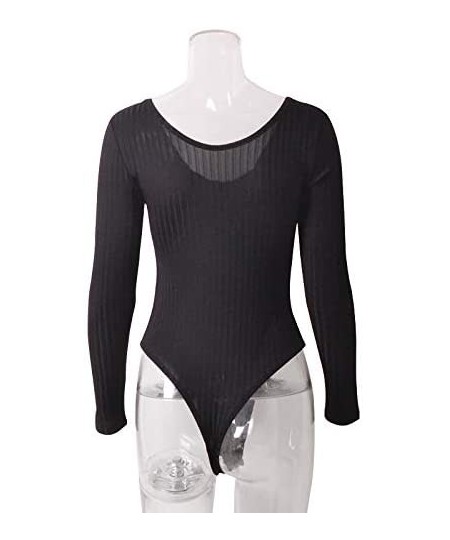 Shapewear Bodysuit for Women Deep V Neck Long Sleeve Bodysuit Jumpsuits - A-black - CS18X09W62T