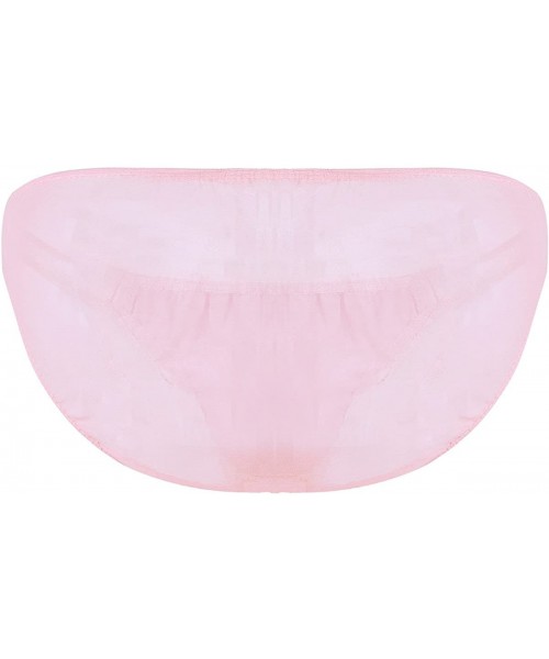 G-Strings & Thongs Men's Sheer Mesh Bikini Briefs See Through Thong Underwear Sissy Crossdressing Lingerie - Pink - C419C95Y4EC