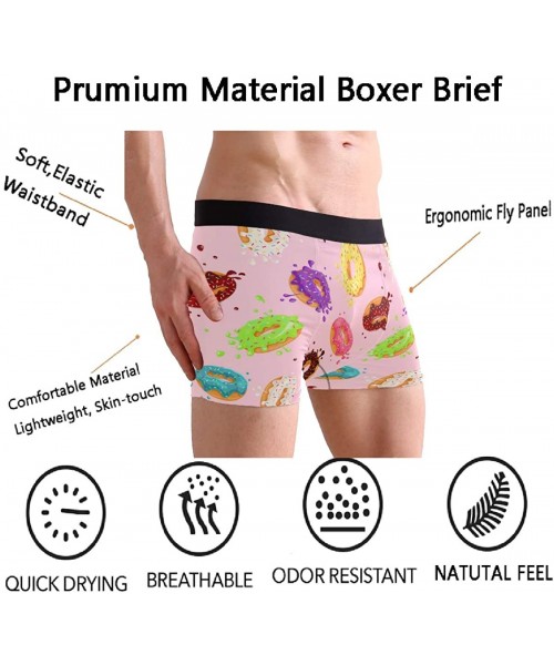 Boxer Briefs Man's Funny Pattern Waistband Boxer Brief Stretch Swimming Trunk - Donuts - C118Q4IZOWM