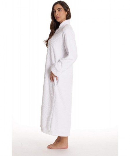 Robes Plush Zipper Lounger Robe - White - CB18UXKH5HT
