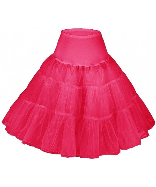 Slips Womens 50s Vintage Rockabilly Net Petticoat Skirt Tutu - Fuchsia - CT11AJJU7HT