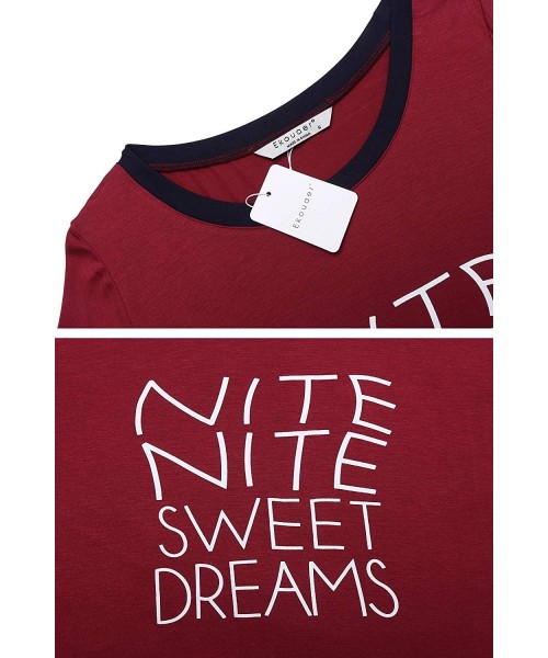 Sets Women's Long Sleeve Pajamas Set with Pockets O Neck Sleepwear Lounge Nightwear (S-XXL) - B- Wine Red - CX18YESQ048