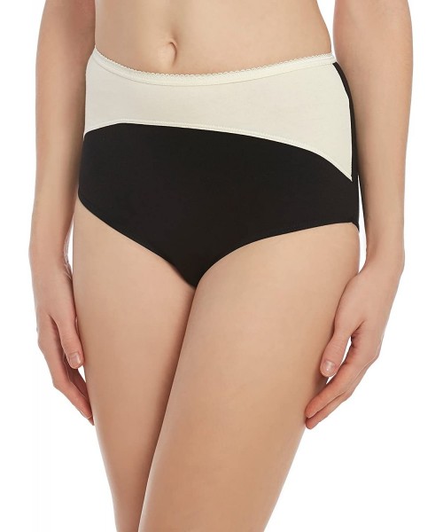 Shapewear Women's Panty Briefs -3 Pack Panties- Soft Cotton Underwear - Cream & Black - CH17XXMUY5Y